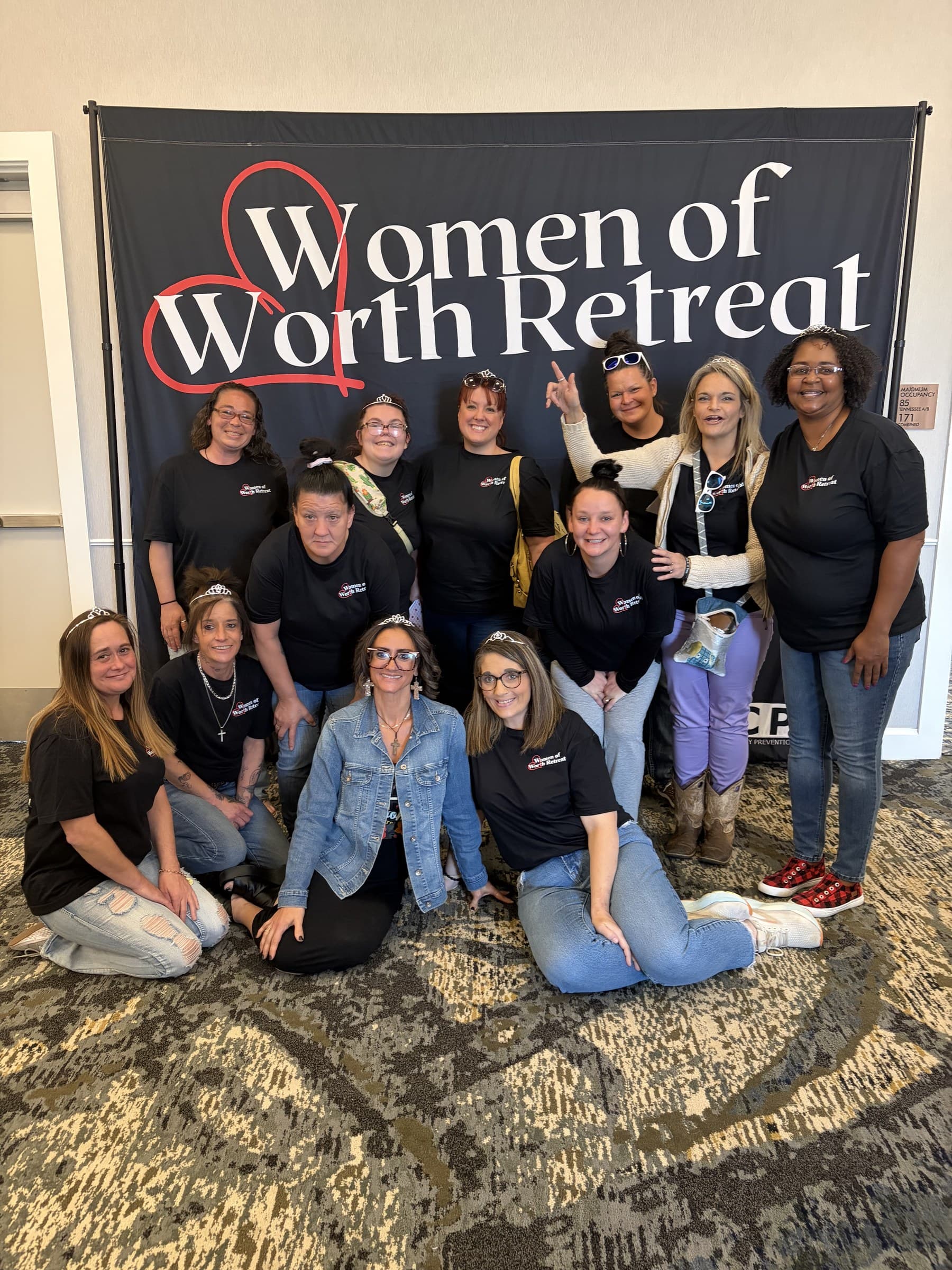Women of Aloha House and friends gathered at the Women of Worth retreat